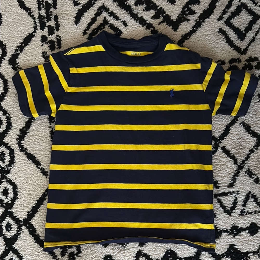 Polo Ralph Lauren Navy and Yellow Striped T-Shirt